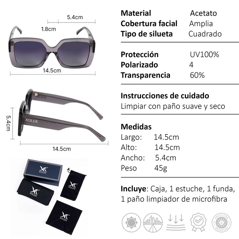 Lentes De Sol Xolek 111 Glam Acetato Retro Uv P... image number null
