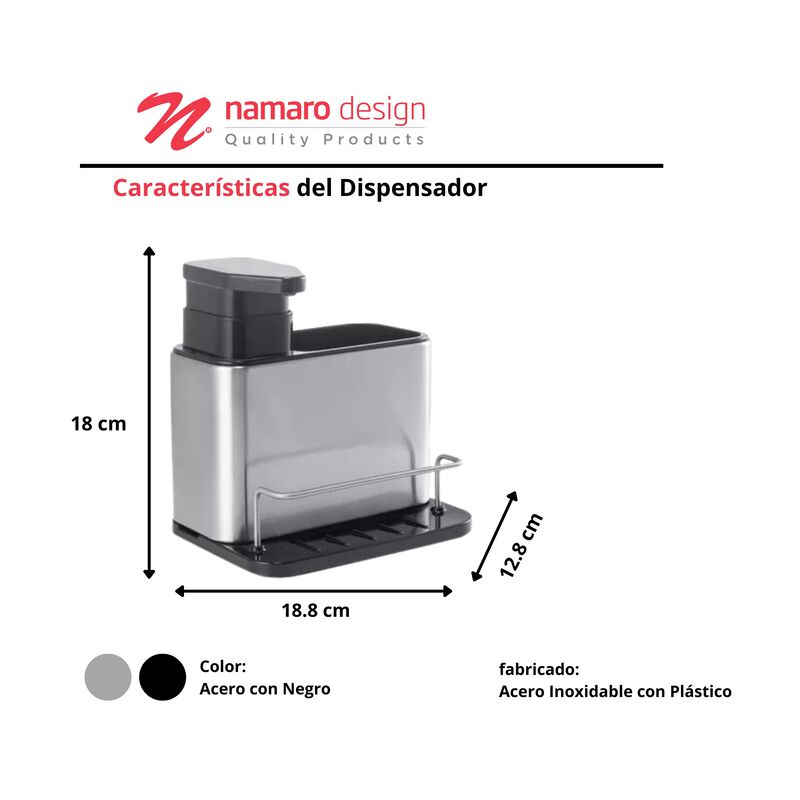 Dispensador De Jab&oacute;n L&iacute;quido Con Porta Esponja/... image number null