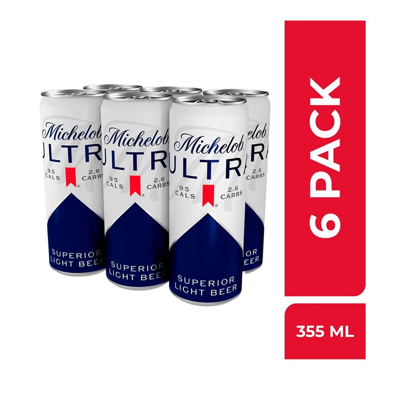 6 Cerveza Michelob Ultra Lata 355ml image number null