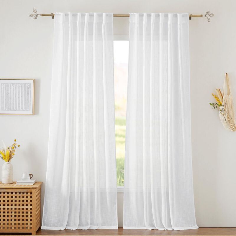 Cortinas Ryb Home Con Textura De Lino Blanco Tr... image number null