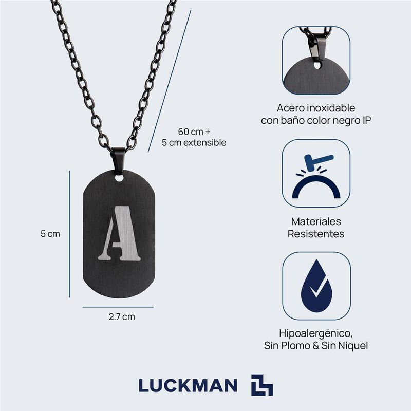 Collar Hombre Acero Inoxidable Inicial, Regalo ... image number null