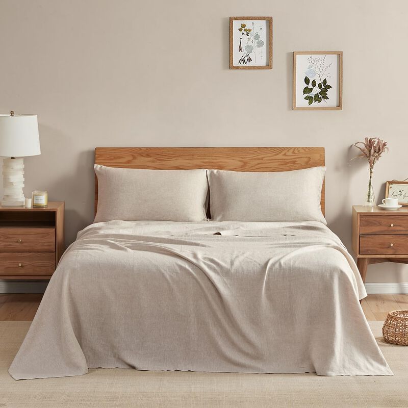 Juego De S&aacute;banas Dapu Pure Linen 100% Lino Fran... image number null