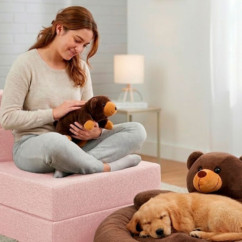 Sill&oacute;n Plegable Individual Rosa + Cama para Per... image number null