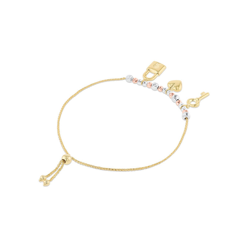 Pulsera De Oro Florentino 14K Con Llave, Coraz&oacute;... image number null