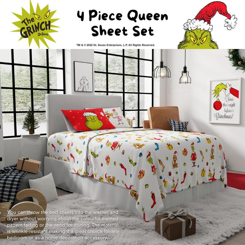 Juego De Cama Franco Queen De Microfibra Grinch... image number null