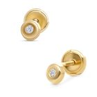 Broqueles De Oro Amarillo 14k Con 3pts De Diamante (1.5mm Aprox)