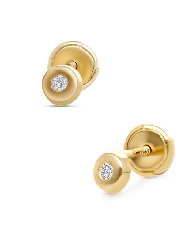 Broqueles De Oro Amarillo 14k Con 3pts De Diama... image number null