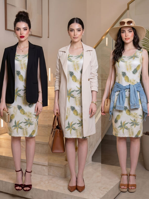 Vestido Ajustado Floral, Elegante Y Moderno Ves... image number null