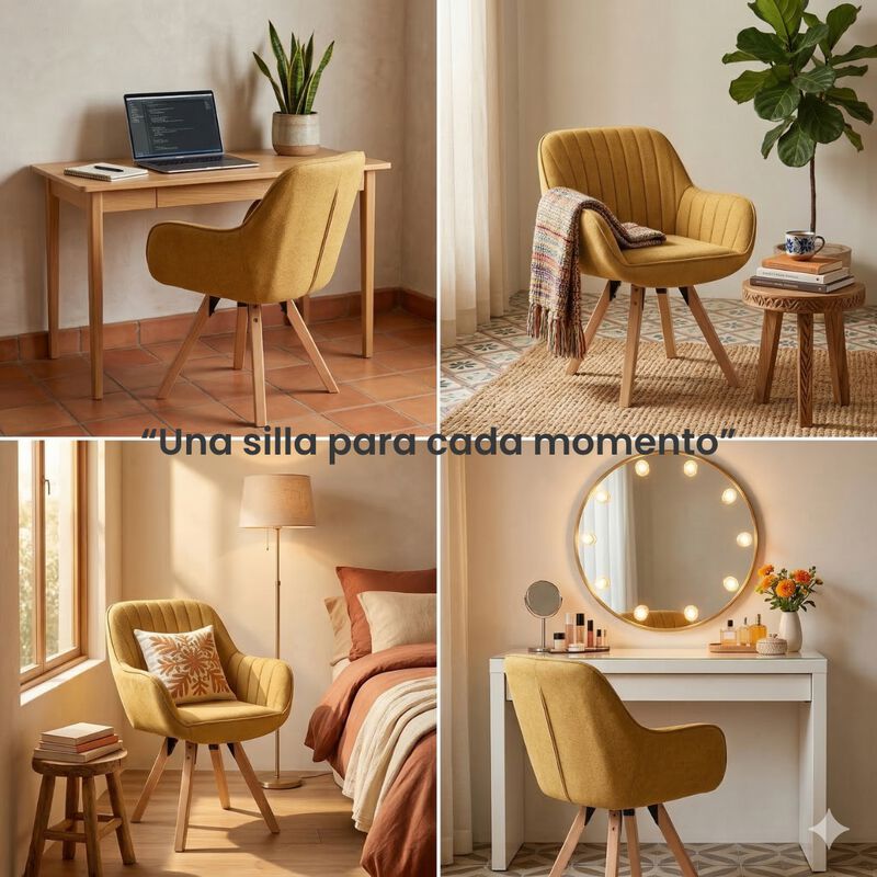 Silla Giratoria Con Brazos Tapizada En Tela Mos... image number null