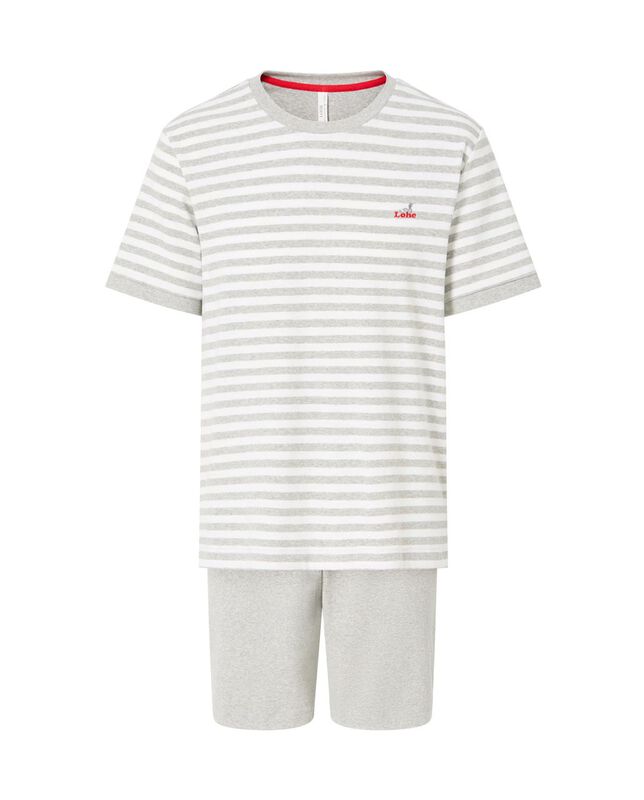 Pijama de Rayas de Algod&oacute;n Gris image number null