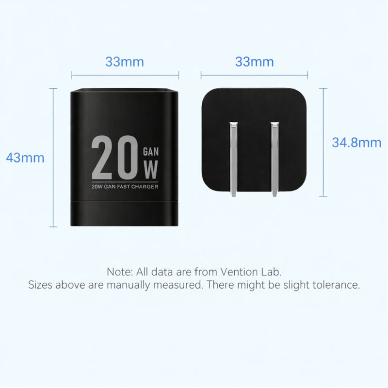 Cargador Turbo USB-C VENTION GaN de 20W Negro c... image number null