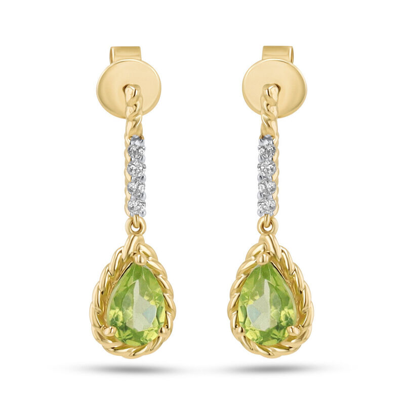 Aretes Oro Amarillo 10k Diamante Peridot Fino |... image number null