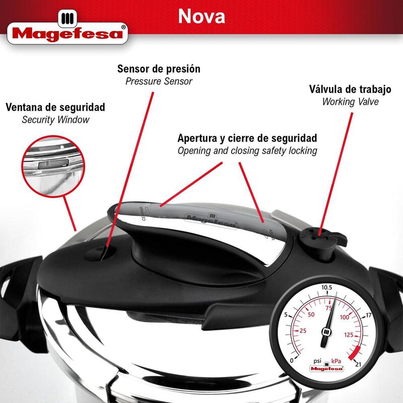 OLLA DE PRESION MAGEFESA NOVA 6L CON 5 SISTEMAS... image number null