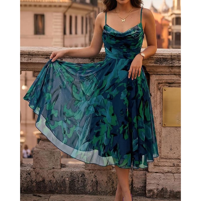 Vestido Chicme Floral Midi Verde Talla M image number null