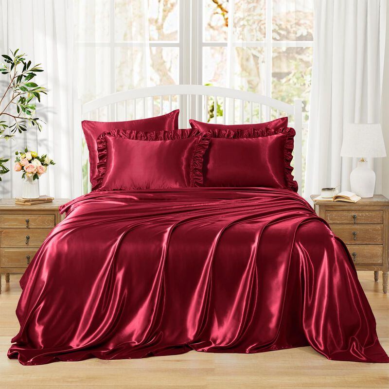 Juego De S&aacute;banas Homiest Matrimonial Burdeos De... image number null