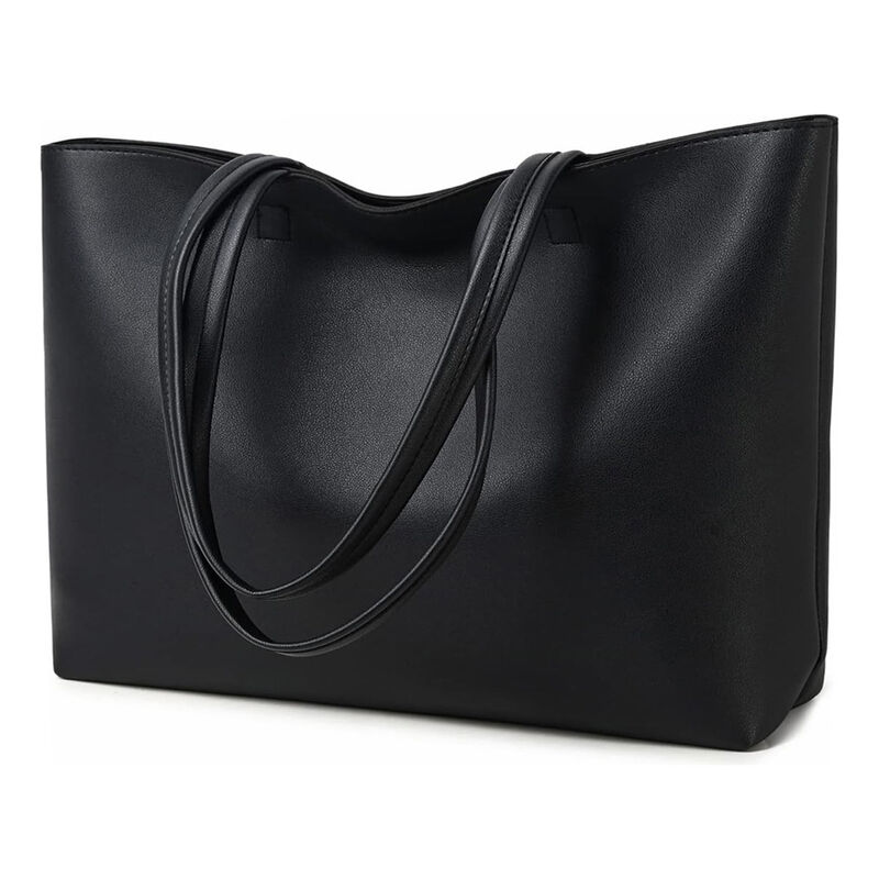 Bolso de Cuero Suave Marr&oacute;n Oscuro Amplio image number null