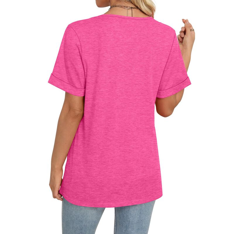 Camiseta Wiholl Cuello V Manga Corta Rosa Talla... image number null