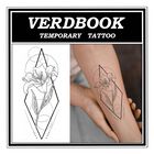 Tatuaje Temporal Verdbook Lirio Geom&eacute;trico - 2 L&aacute;minas