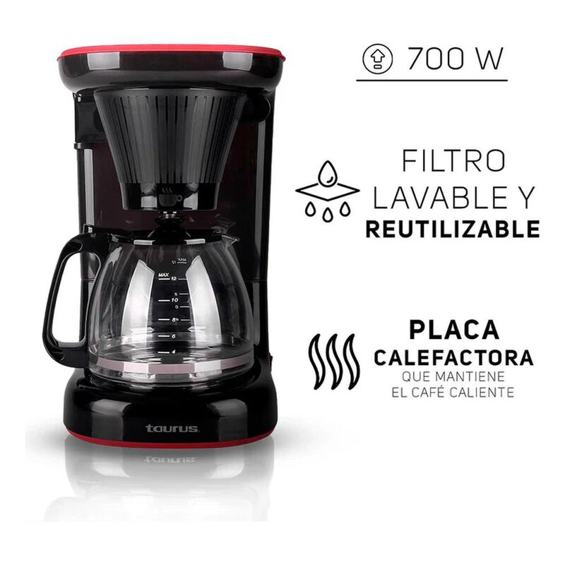 Cafetera Taurus Velvet Negra 700w 12 Tazas image number null