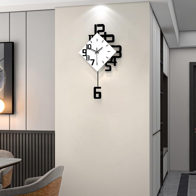 Reloj De Pared Yijidecor 30x50 Cm Negro De Made... image number null