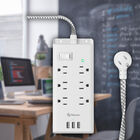 Multicontacto de 6 Salidas Horizontales y Triple Cargador Usb
