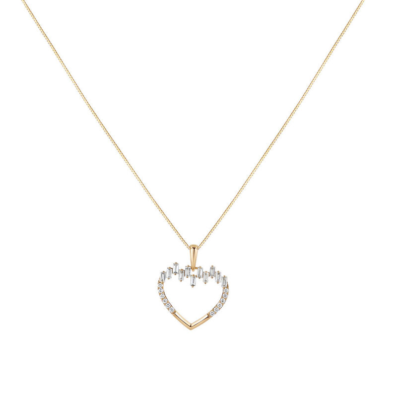 Dije Coraz&oacute;n Oro Amarillo 14k Con Diamantes image number null