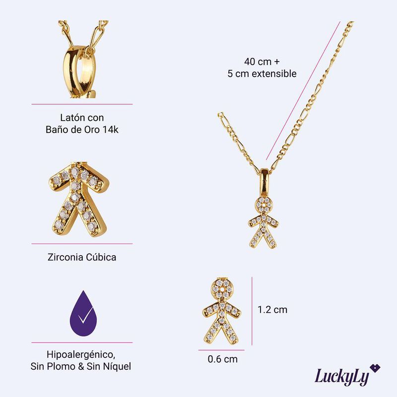 Collar Mujer Oro 14k, Dijes Hijos, Regalos Mamá... image number null