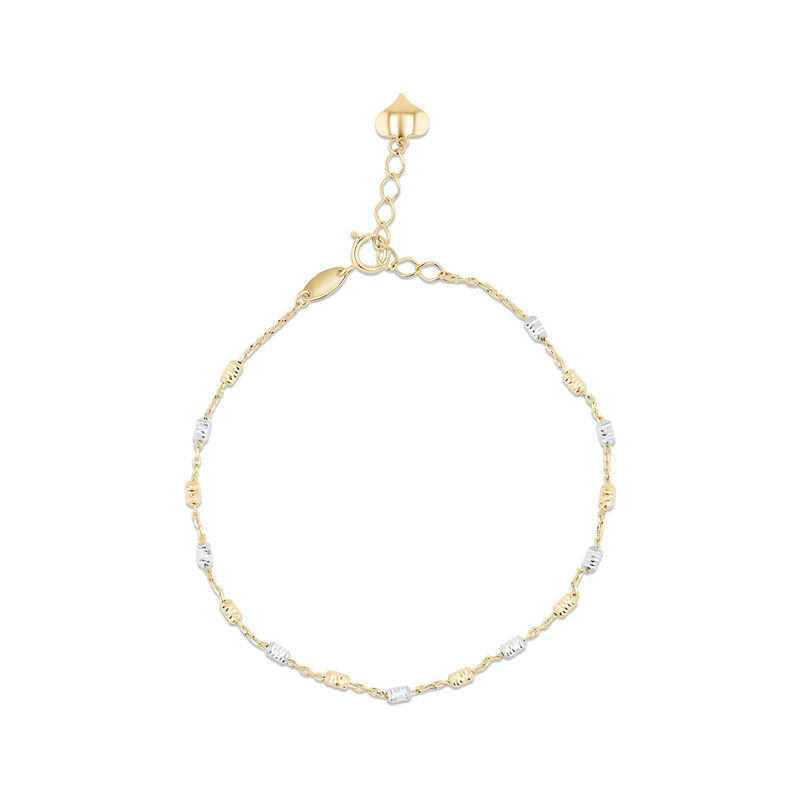 Pulsera De Oro Amarillo Y Blanco Con 1 Corazon ... image number null