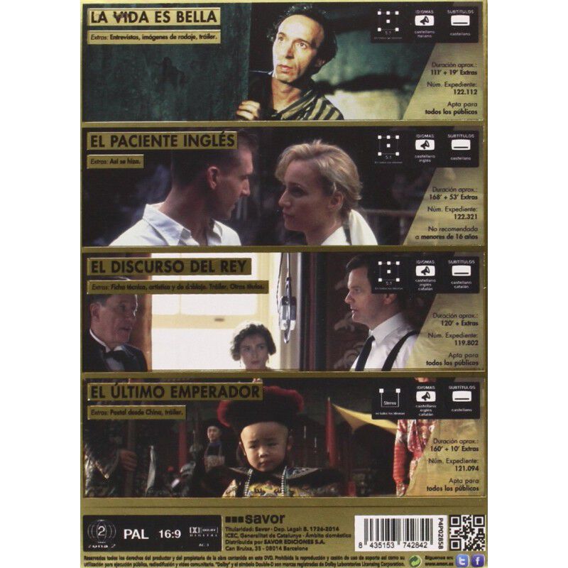 Pack 4 Mejores Pel&iacute;culas Oscar [DVD] (2010, 199... image number null