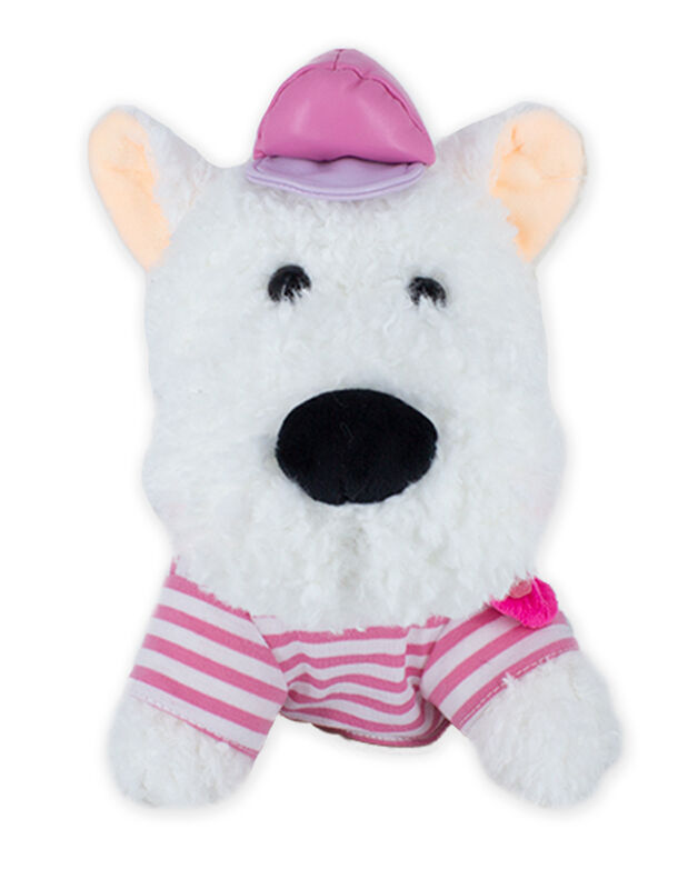 Peluche Perrito Con Boina/ Camisa a Rayas Rosa image number null