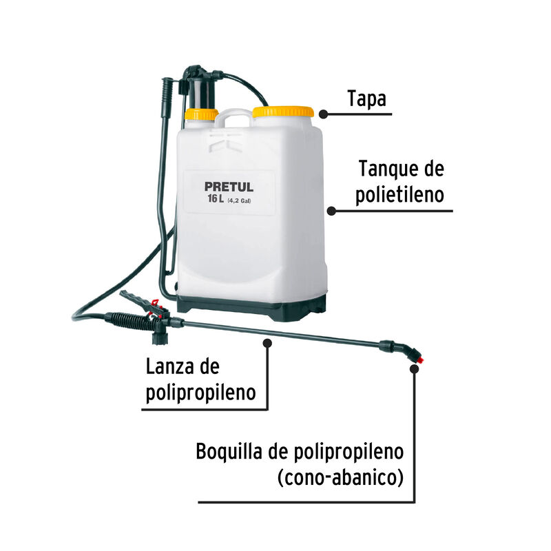 Fumigador de 16 L Manual de Mochila Pretul image number null