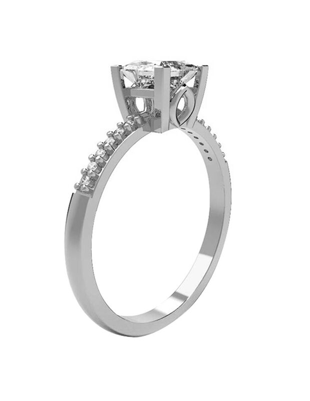 Anillo de Compromiso en Oro Blanco 14K con Circ... image number null