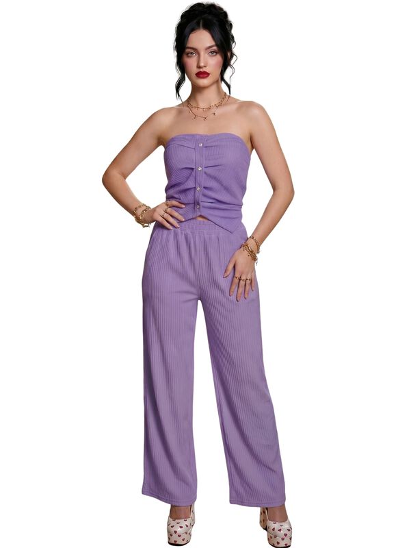 Conjunto Casual Chic 2 Piezas Conj-0232 Lila Bl... image number null