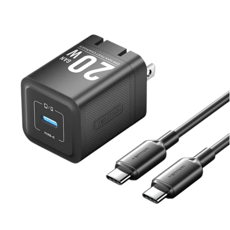 Cargador Turbo USB-C VENTION GaN de 20W Negro c... image number null