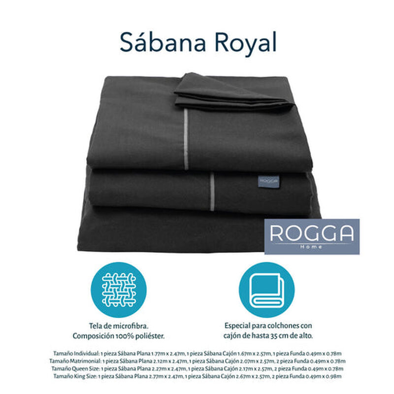 Juego de S&aacute;banas Queen Size Royal Touch Negro image number null