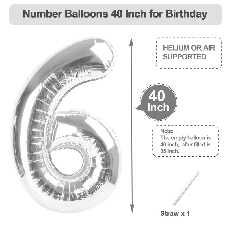 Globo N&uacute;mero 40 De 40 pulgadas Plateado &ndash; Decor... image number null