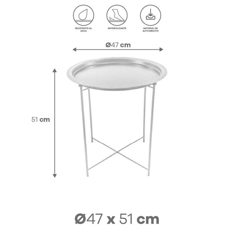 Mesa Lateral con Bandeja Redonda - Color Blanco image number null