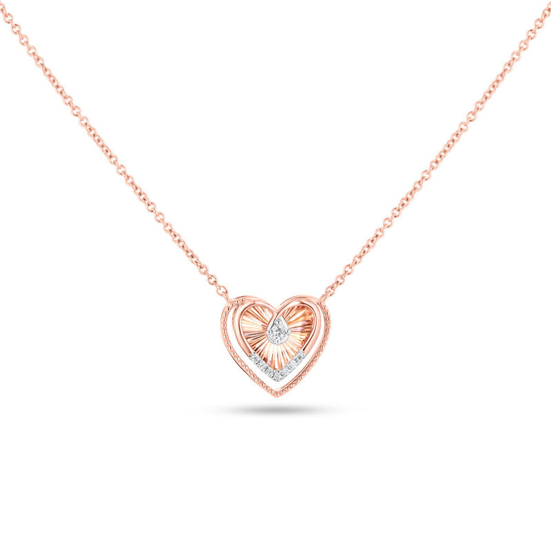 Gargantilla Coraz&oacute;n Oro Rosa 14k Con Diamante 3... image number null