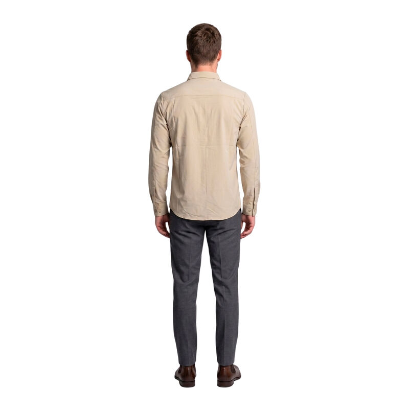 Atlo Camisa Lisa Manga Larga Beige Para Hombre image number null