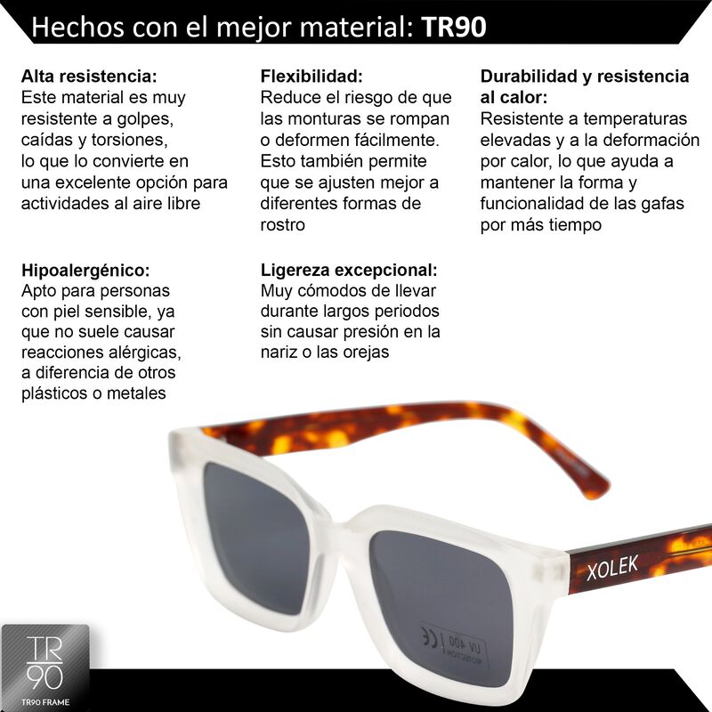 Lentes De Sol Xolek 122 Tr90 Cuadrados Rb Uv Po... image number null
