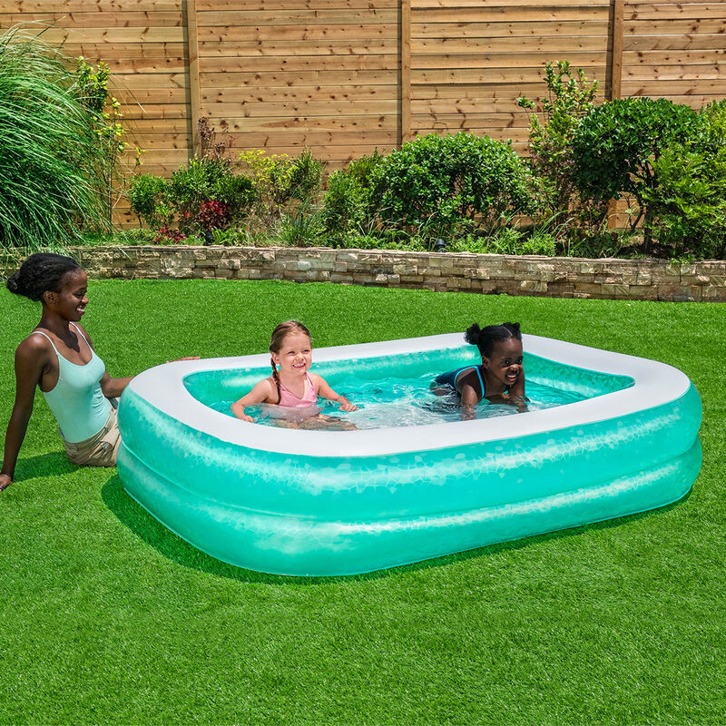 Alberca Inflable Rectangular 2 Anillos Lisa Azu... image number null