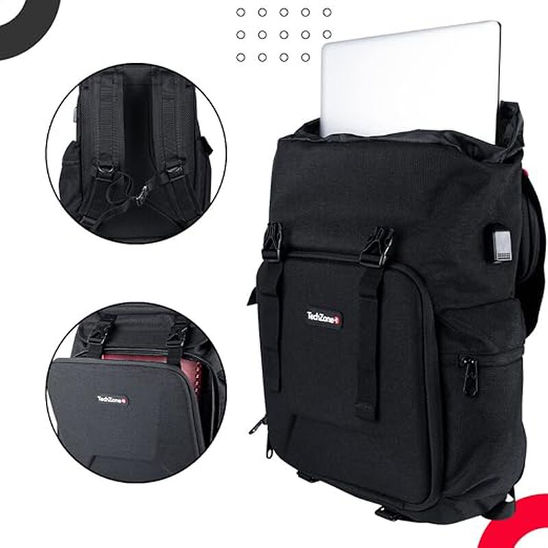 TechZone Mochila Backpack Glory Color Negro con... image number null