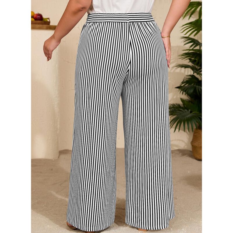Pantalones Eytino Plus Size Rayas Cordon Casual image number null