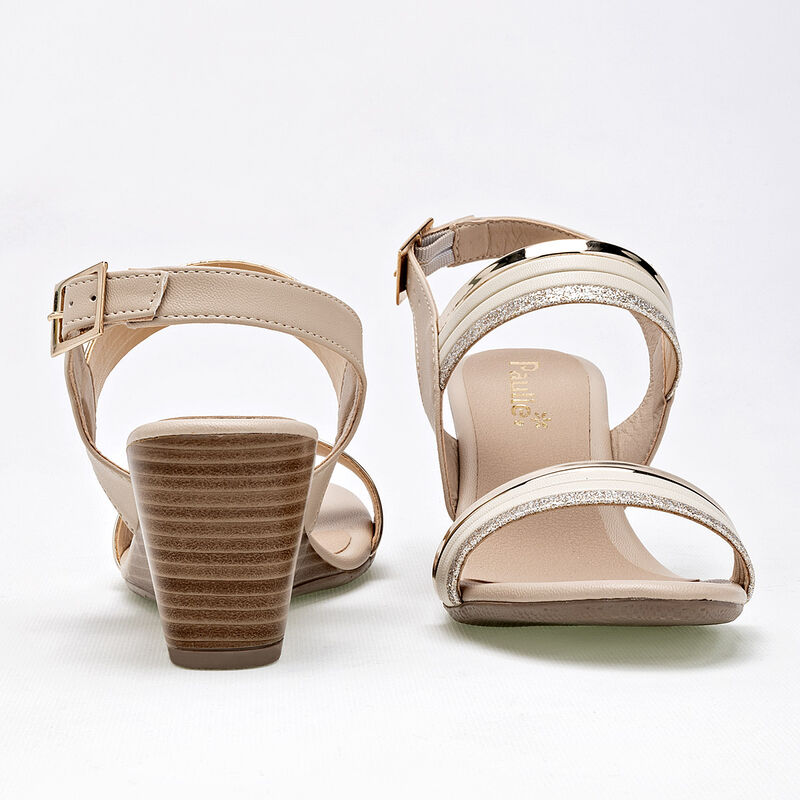 Paulie Sandalia para mujer beige dorado image number null