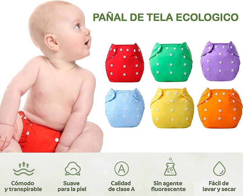 Paquete de 12 Pañales Ecológicos de Tela para B... image number null