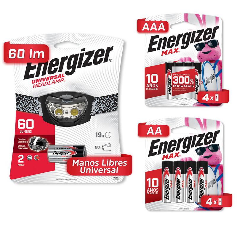 LINTERNA ENERGIZER MANOS LIBRE HD33A4 + 4 AA Y ... image number null