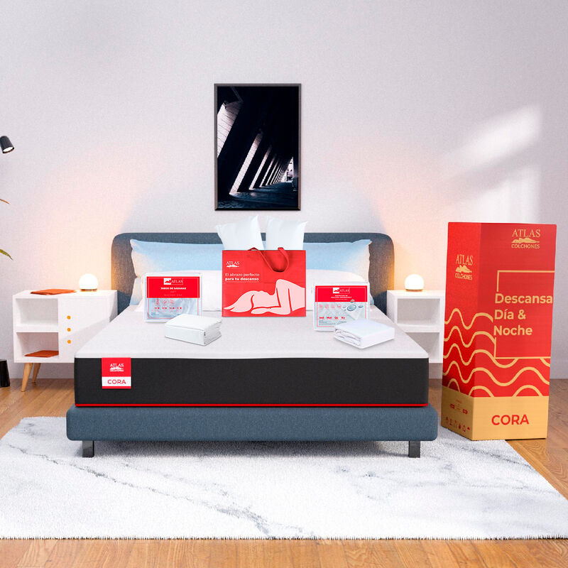 Colch&oacute;n Cora Queen Size + Blancos Atlas del Des... image number null