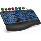 Teclado Sablute Usb Retroiluminado Con Reposamu&ntilde;ecas Ergon&oacute;mico