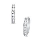 Arracadas De Oro Blanco 14k Con Zirconias (9mm Aprox)