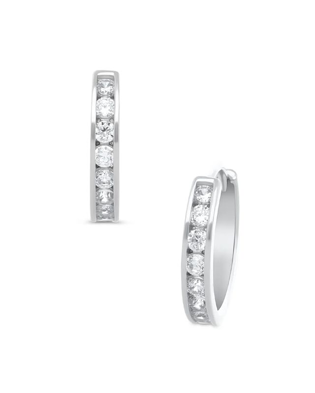 Arracadas De Oro Blanco 14k Con Zirconias (9mm ... image number null